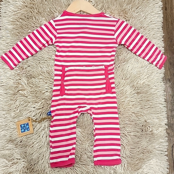 Kickee Pants | Striped Bamboo Coverall - Picture 5 of 7
